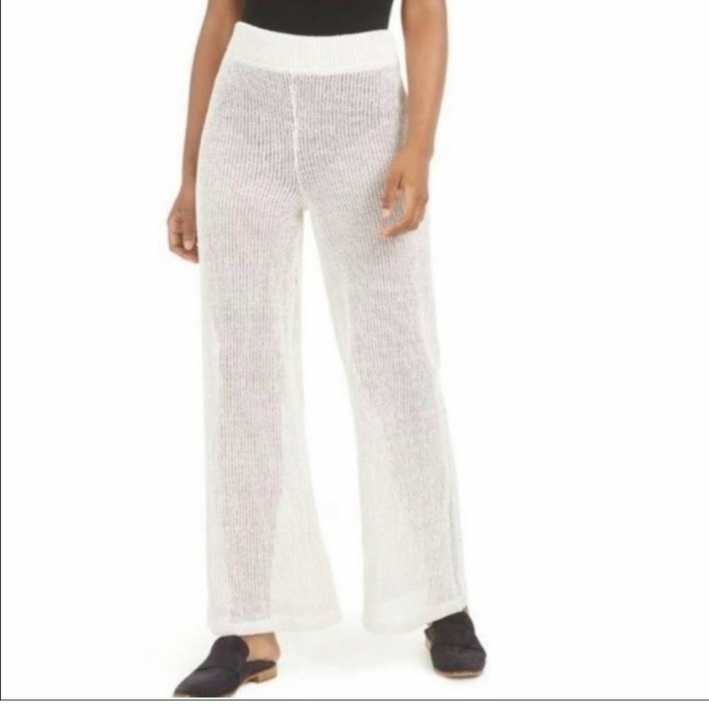 Free People Beach Wide Leg Knit Pants Cream Ivory Sweater Lounge Cover Up‎